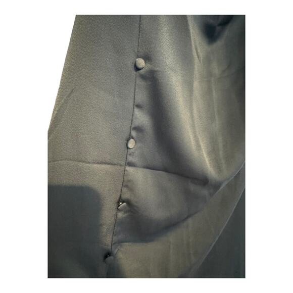 NWT SOLID COWL NECK SLIT MIDI DRESS side row of buttons, Cider in blue size S - Picture 14 of 15